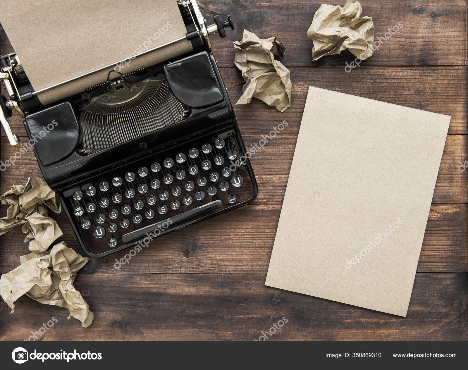 Antique Typewriter Paper Notebook Creativity Concept Stock Photo