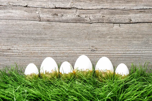 Decoración Pascua Huevos Pascua Hierba Verde — Foto de Stock