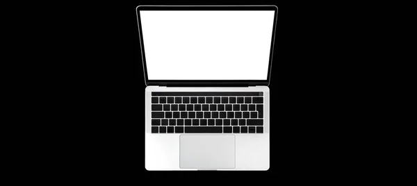 Siyah Zemin Üzerinde Beyaz Ekran Olan Dizüstü Bilgisayar Klavyesi — Stok fotoğraf
