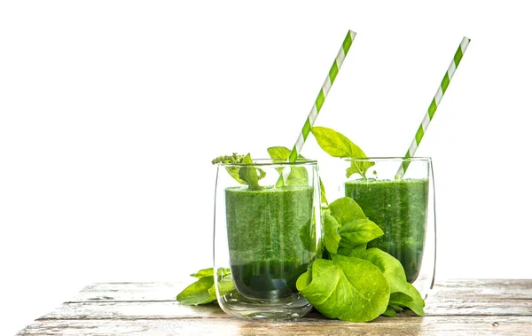 Spinat Smoothie Gesundes Grünes Glättungsgetränk Detox Konzept — Stockfoto