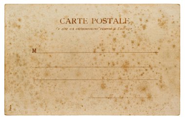 Eski kartpostal. Beyaz arkaplanda boş kağıt sayfası izole