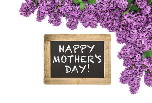 Lilac Flowers Vintage Blackboard Floral Background — Stock Photo, Image