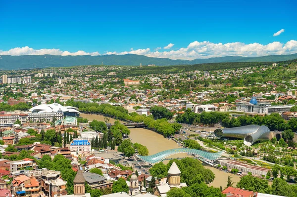 Panorámás Kilátás Nyílik Tbiliszire Georgia Ravasz Táj — Stock Fotó