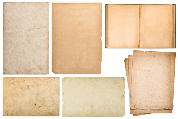 Papírový List Kniha Karton Izolovaný Bílém Pozadí Sada Objektů Sešitu — Stock fotografie
