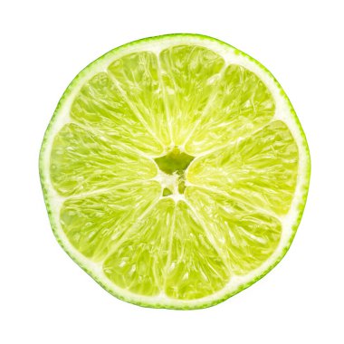 Beyaz arkaplanda limon dilimi