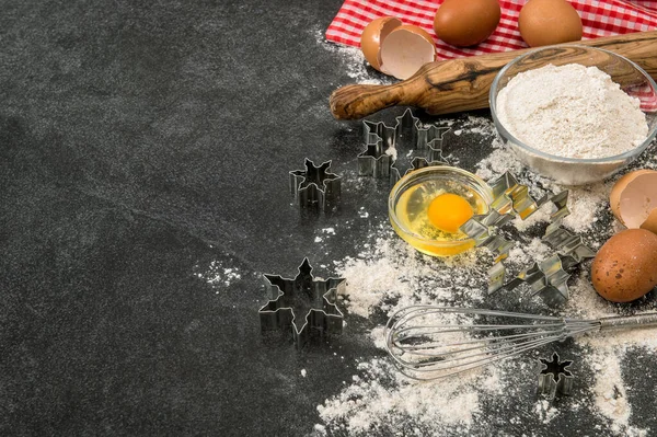 Yemek Malzemeleri Geçiş Ücreti Yumurta Merdane Kurabiye Keskisi Noel Yemeği — Stok fotoğraf