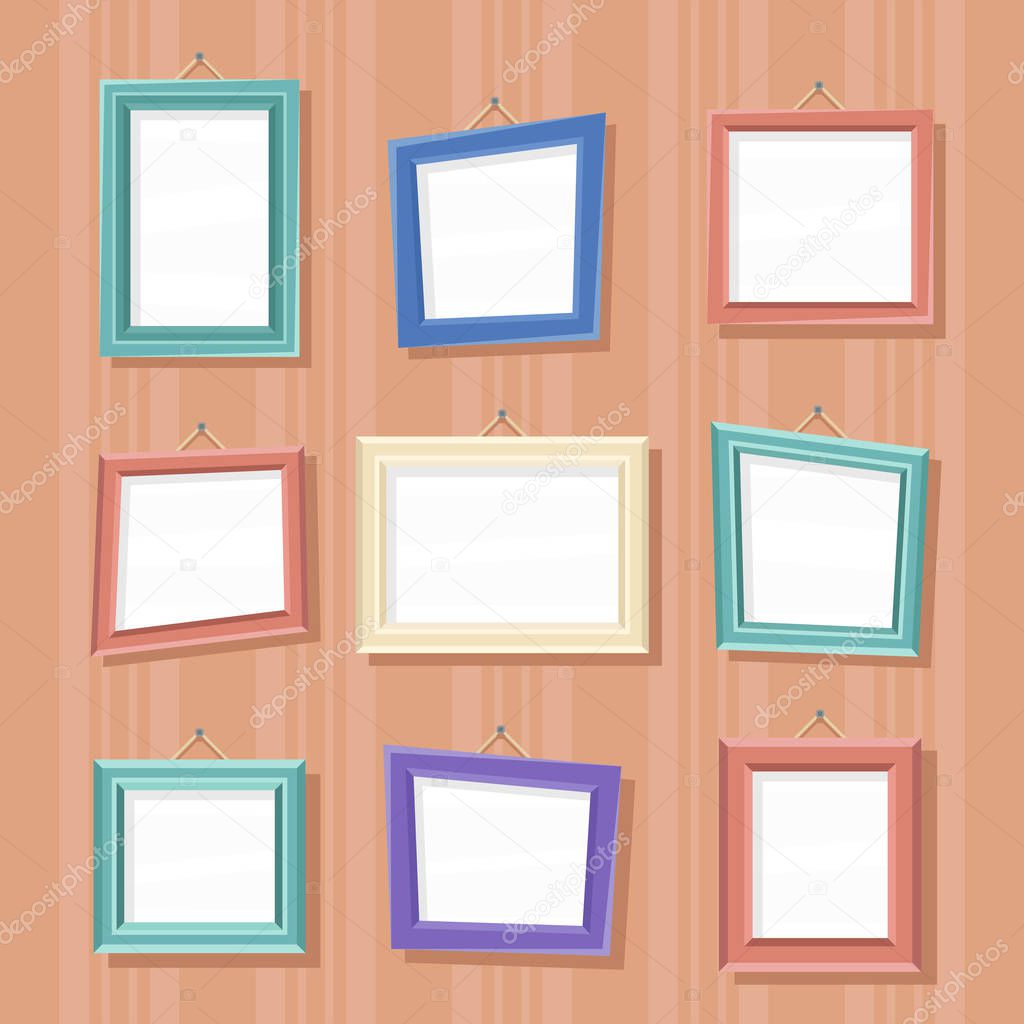 Set of cartoon picture frames.