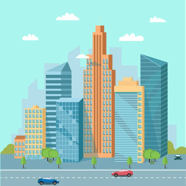 Urban landscape with skyscrapers — Stock Vector