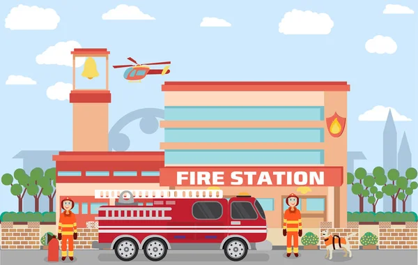 Пожежна станція будівлі — стоковий вектор