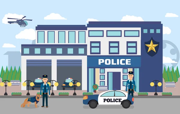 Ilustracja z policji z oficerami — Wektor stockowy