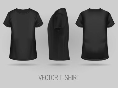 Siyah t-shirt şablonunda üç ebadları.