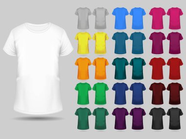 T-shirt kalıp toplama farklı renklerde