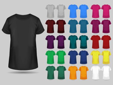 T-shirt kalıp toplama farklı renklerde