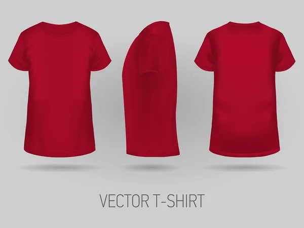 Červené tričko šablona ve třech rozměry — Stockový vektor