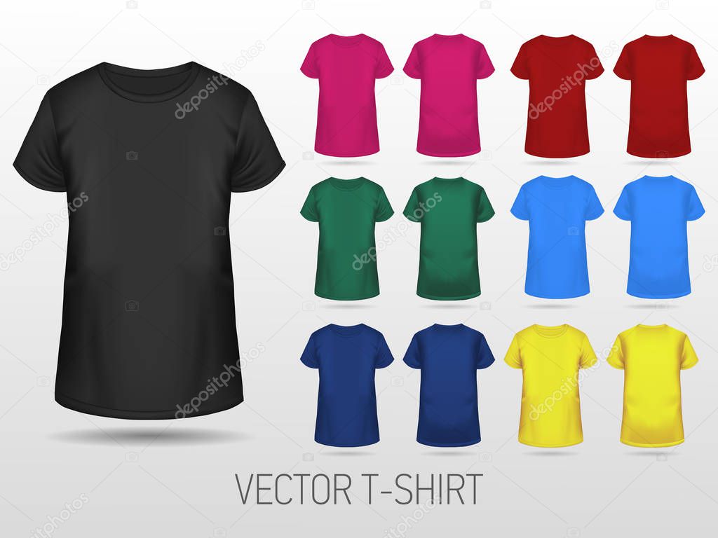 T-shirt templates collection of different colors