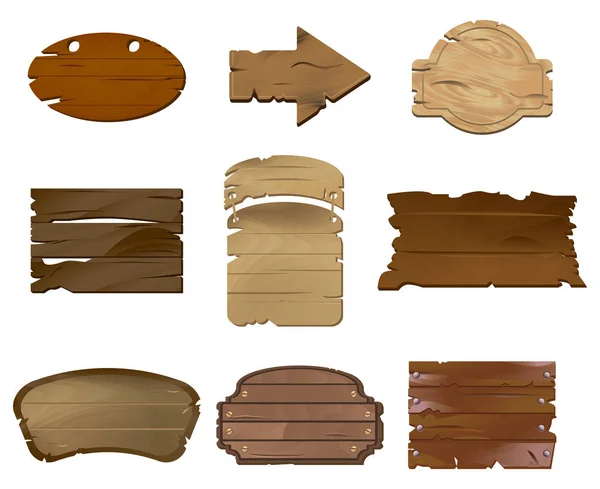 Tableros de madera vacíos en vector — Vector de stock