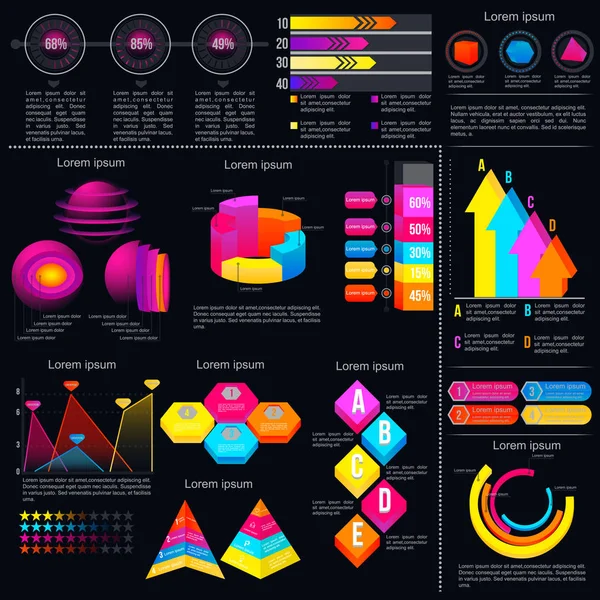 Moderne Infografik-Vorlage mit Statistiken-Diagrammen — Stockvektor