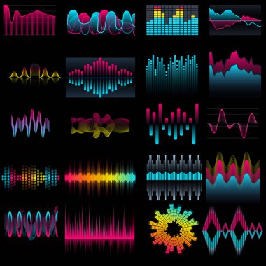 Müzik ekolayzer ses dalgaları kümesi