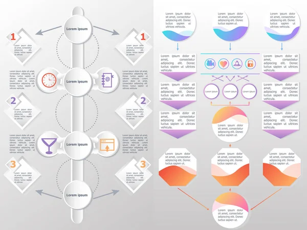 Flussdiagramm Elemente verschiedene Pfeile — Stockvektor