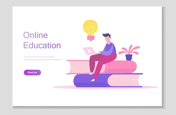 Онлайн-обучение в школе из дома, университетское дистанционное обучение, получение степени на онлайн-курсах. Онлайн-образование — стоковый вектор