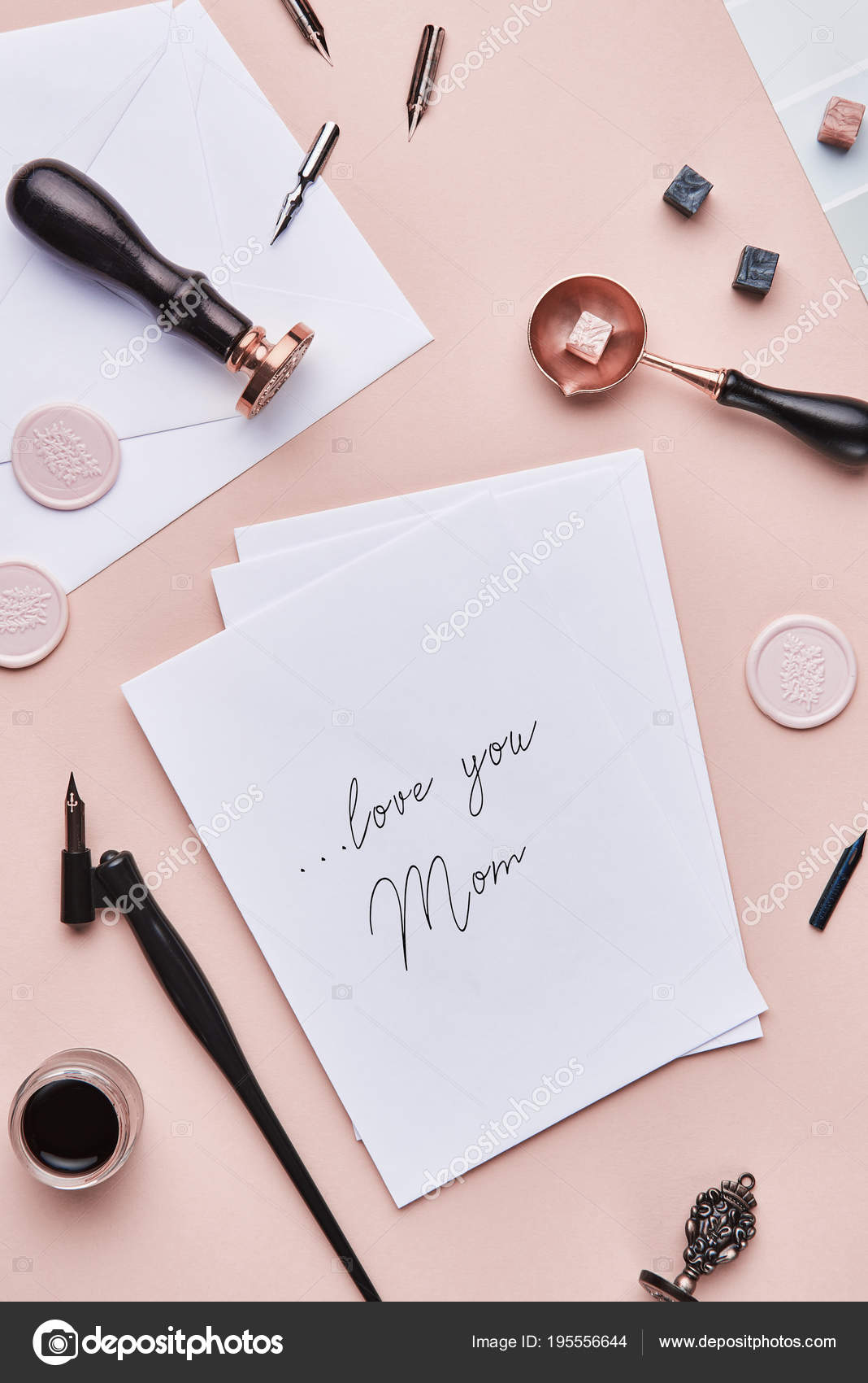 Feminine Desk Workspace With Quote Love You Mom Stock Photo Image By C Xmarshallfilms