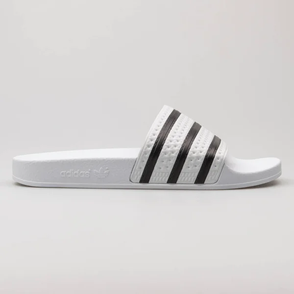 Vienna Austria February 2018 Adidas Adilette White Black Sandal White — Stock Photo, Image