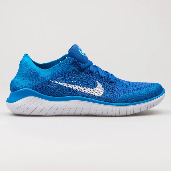 Viena Austria Febrero 2018 Nike Free Flyknit 2018 Zapatilla Azul — Foto de Stock