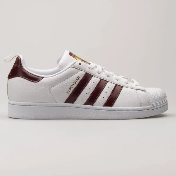 Vienna Austria 2018 Adidas Superstar White Burgundy Sneaker White Background — 스톡 사진