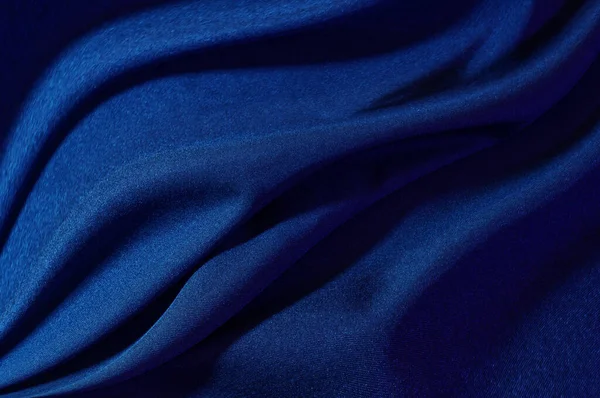 Sfondo Tessuto Astratto Onde Pieghe Tessuto Blu Scuro Tendenza Colore — Foto Stock