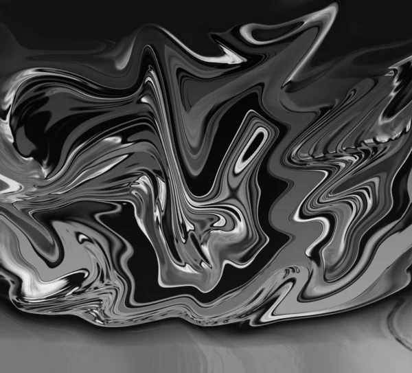 Ilustración Digital Mármol Aluminio Textura Líquida Cromada Gris Negra Tinta — Foto de Stock