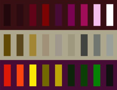 Yaz parlak renk palet vektör çizimi seti. Moda renk örnekleri. Renkli doymuş parlak paletler tasarım sanat projeleri için yeni fikirler uyum çözümleri.