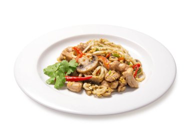 tavuk ve mantar izole ile Tay erişte