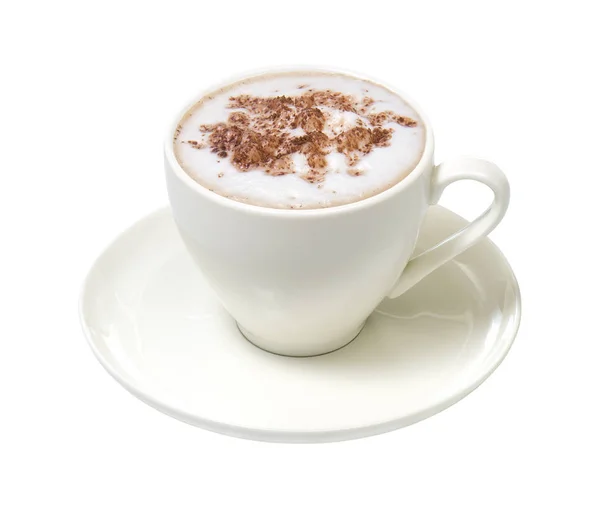 Caffè Cappuccino Cioccolato Isolato Fondo Bianco — Foto Stock