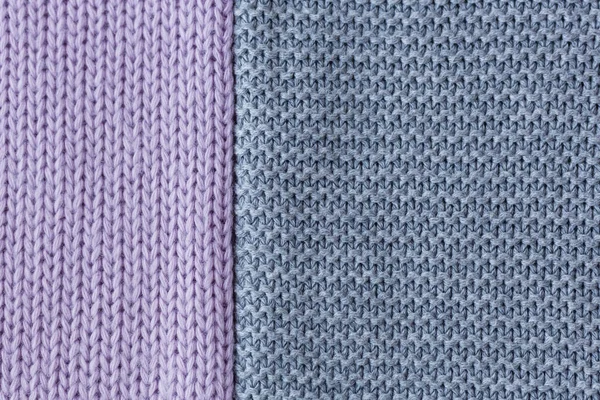 Gray and lilac knitting wool texture background. Place for text — Stock Photo, Image