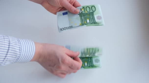Vrouwelijke Handen Die Eurobankbiljetten Tellen Financieel Zakelijk Concept Beelden — Stockvideo