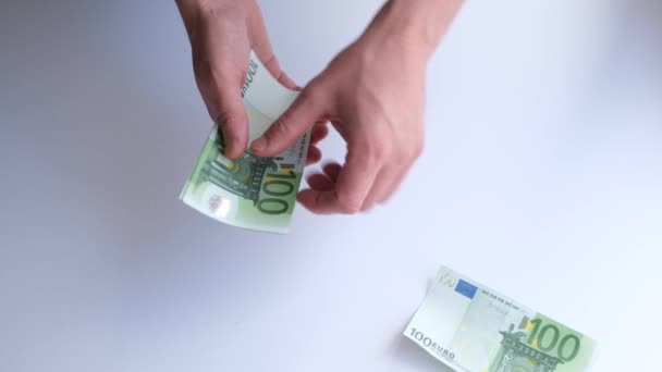 Les Mains Homme Comptant Les Billets Euros Finance Concept Entreprise — Video