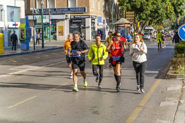 Malaga / Hiszpania - 15 grudnia 2019: Zurich maratón málaga 2019 — Zdjęcie stockowe