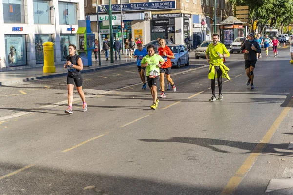 Malaga / Hiszpania - 15 grudnia 2019: Zurich maratón málaga 2019 — Zdjęcie stockowe