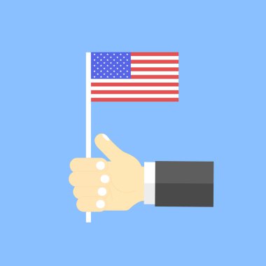 Bize elinde bayrak. Vektör çizim .