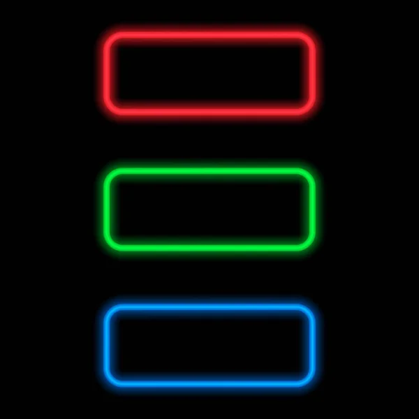 Neon különböző színű keretek szöveghez. — Stock Vector