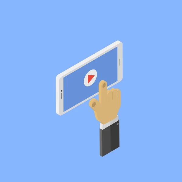 Video-speler op uw smartphone. Vectorillustratie . — Stockvector