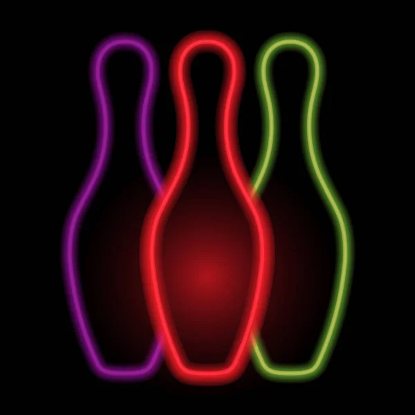Teke, bowling, neon fények. Vektoros illusztráció . — Stock Vector
