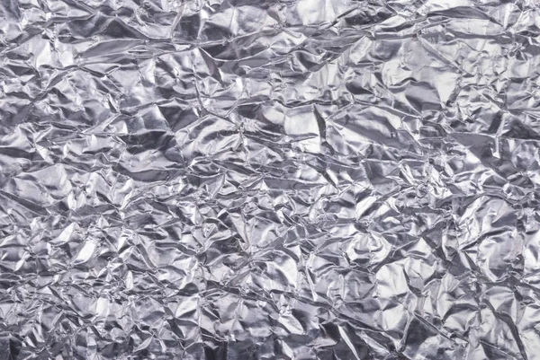 Silver crumpled foil texture background.