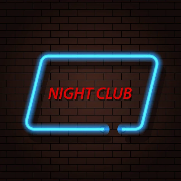 Club nocturno de letreros de neón sobre un fondo de ladrillo. Ilustración vectorial  . — Vector de stock