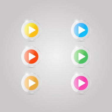 Player'ın renkli cam simgeler kümesi. Vektör çizim .