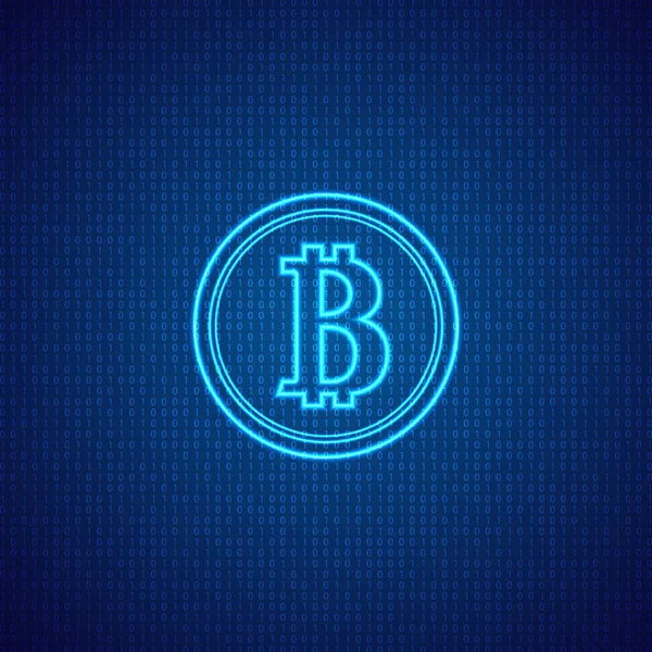 Bitcoin on a digital abstract background. Vector illustration . — Stock Vector