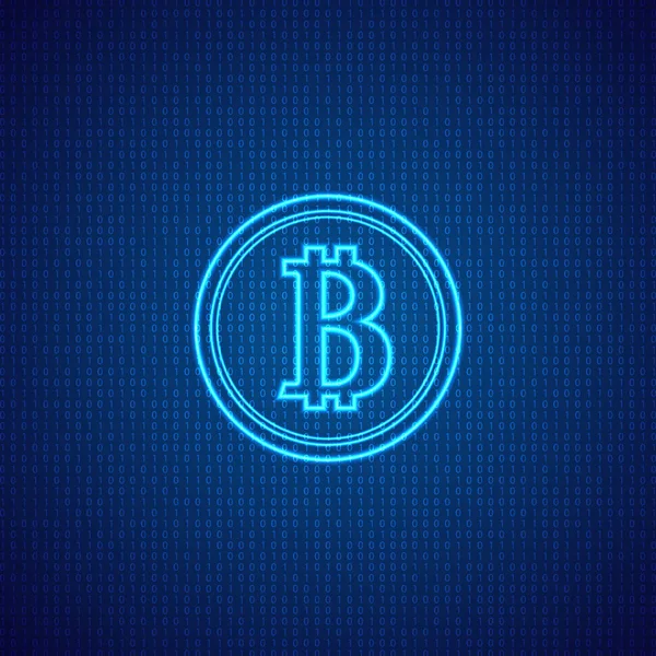 Bitcoin на цифровом абстрактном фоне. Векторная иллюстрация  . — стоковый вектор