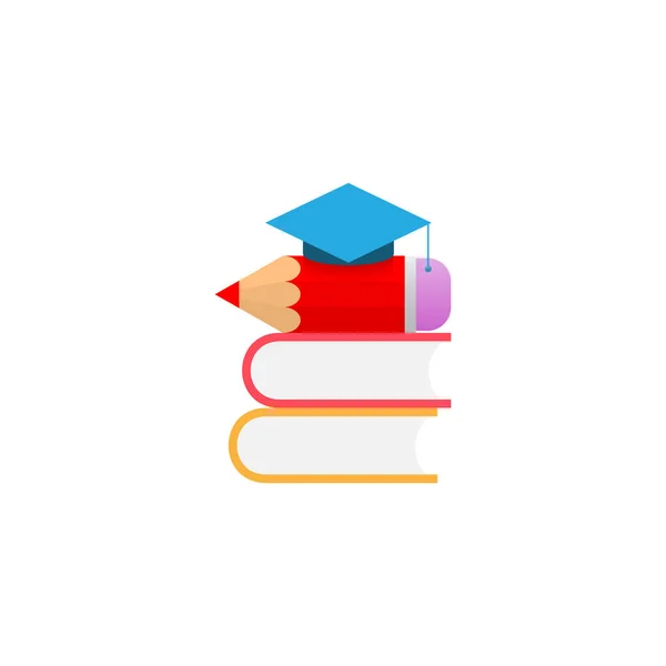 Graduation cap book and pencil on white background. The concept of education. Vector illustration . — Stock Vector