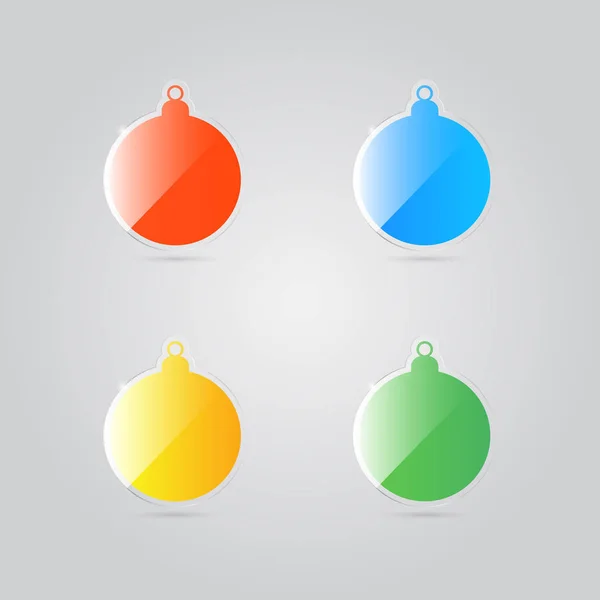 Glazen Glanzende Kleurrijke Kerstballen Vectorillustratie — Stockvector