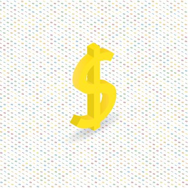 Dijital bir arka plan üzerinde dolar işareti. İzometrik vektör çizim.